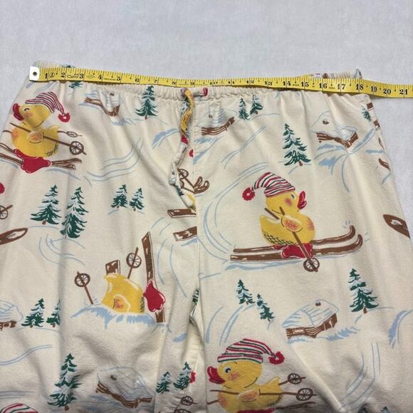 Nick & Nora Vintage Christmas Skiing Rubber Duckie Flannel Pajama Set Size XL - Picture 14 of 15